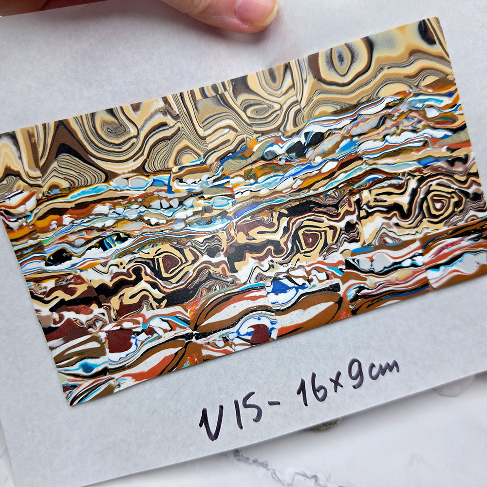 Raw polymer clay veneer sheet, Earthstone Swirls