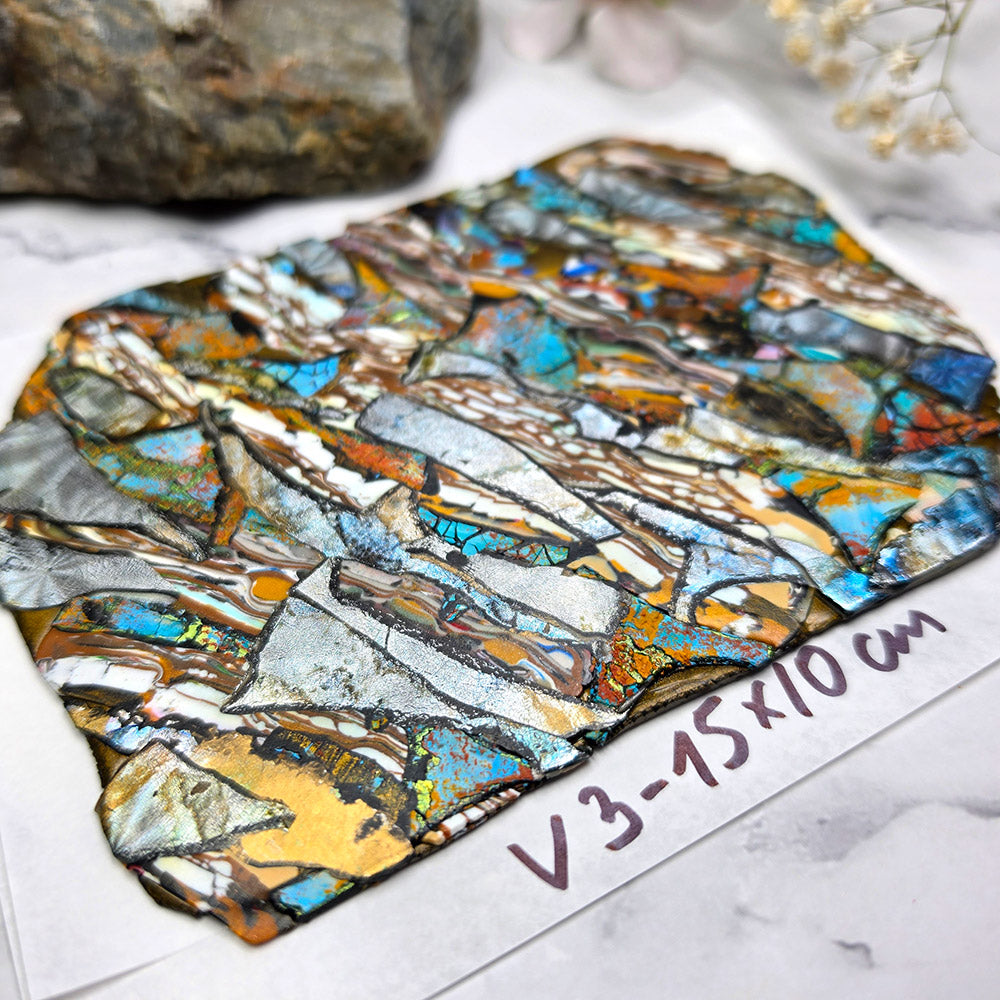 Raw polymer clay veneer sheet, Golden Turquoise Fusion