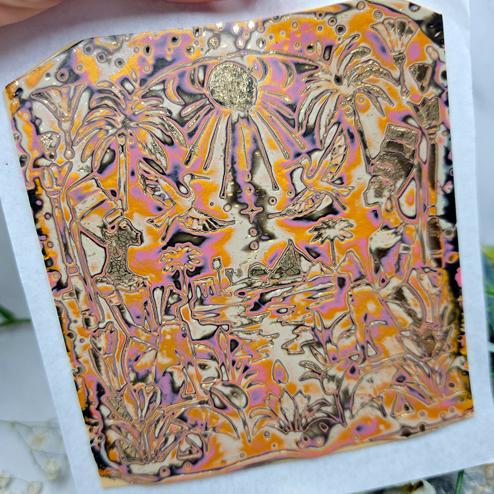 Raw polymer clay veneer sheet, Egyptian Garden
