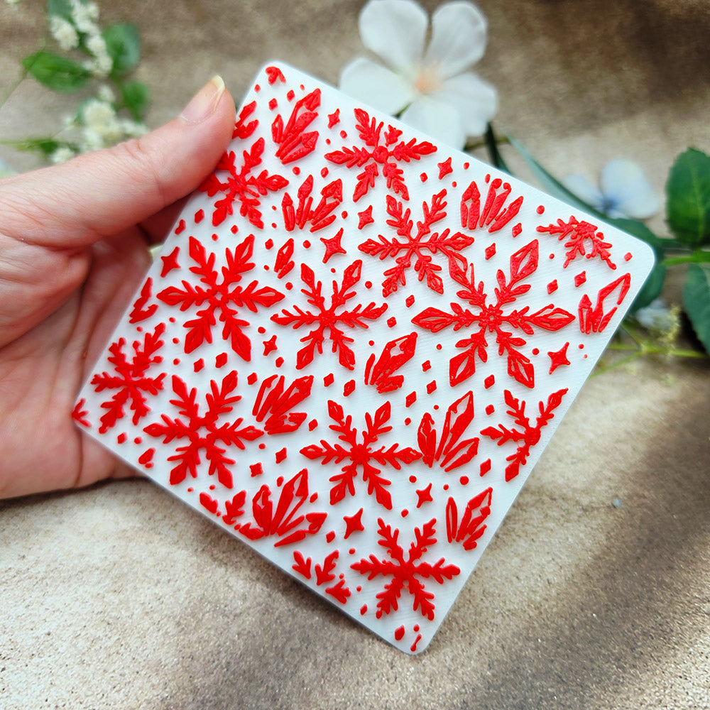 Ice Crystals plastic Christmas texture plate for polymer clay, 10x10 cm