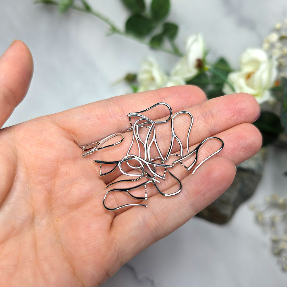 Silver-plated pinch bail French ear wires, 5 pairs