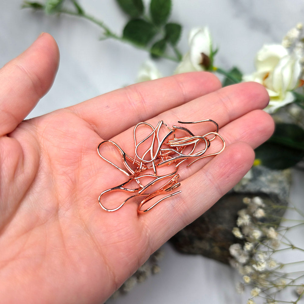 Rose gold color pinch bail French ear wires, 5 pairs