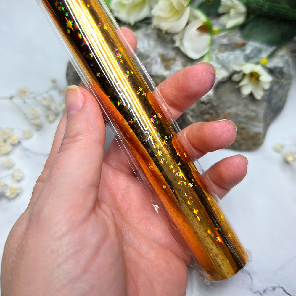 Holographic transfer foil roll, Golden Stars