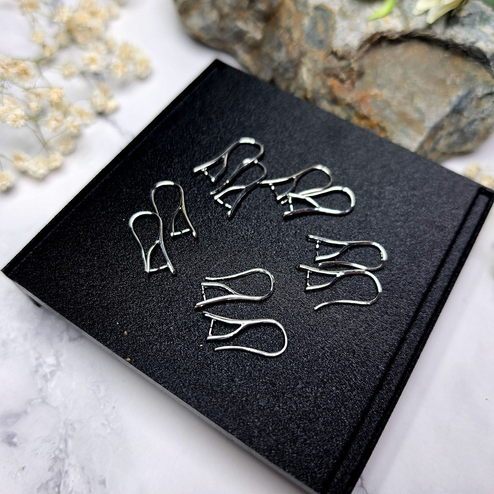 Silver-plated pinch bail French ear wires, 5 pairs