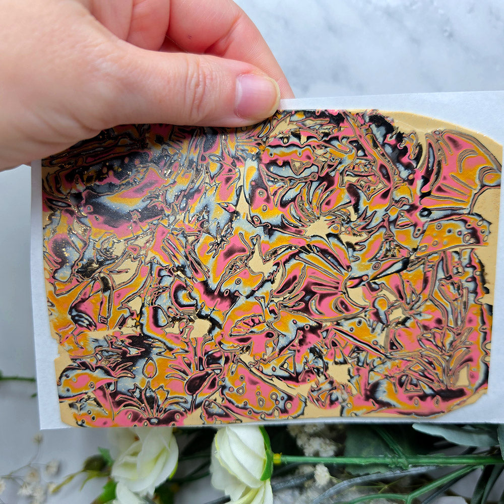 Raw polymer clay veneer sheet, Vintage Floral Fusion