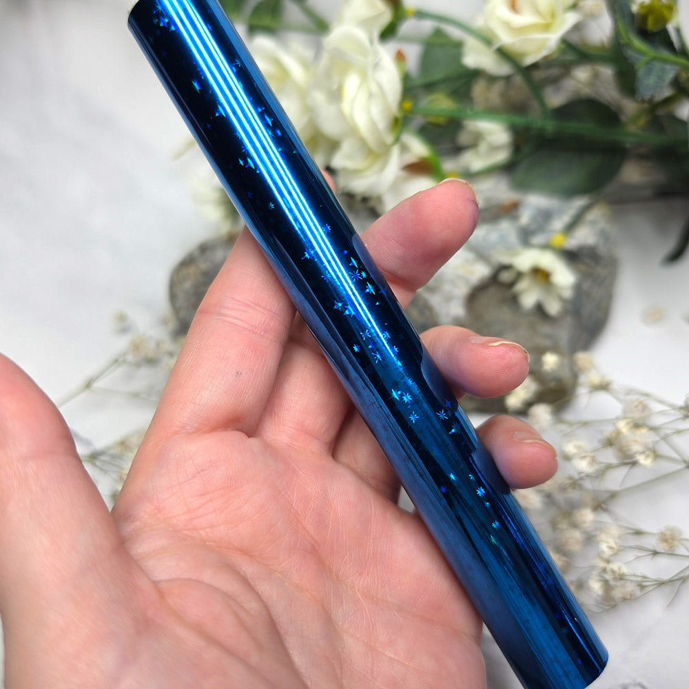 Holographic transfer foil roll, Midnight Blue Stars