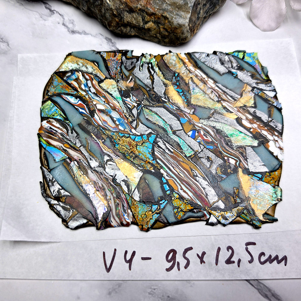 Raw polymer clay veneer sheet, Iridescent Stone Mosaic