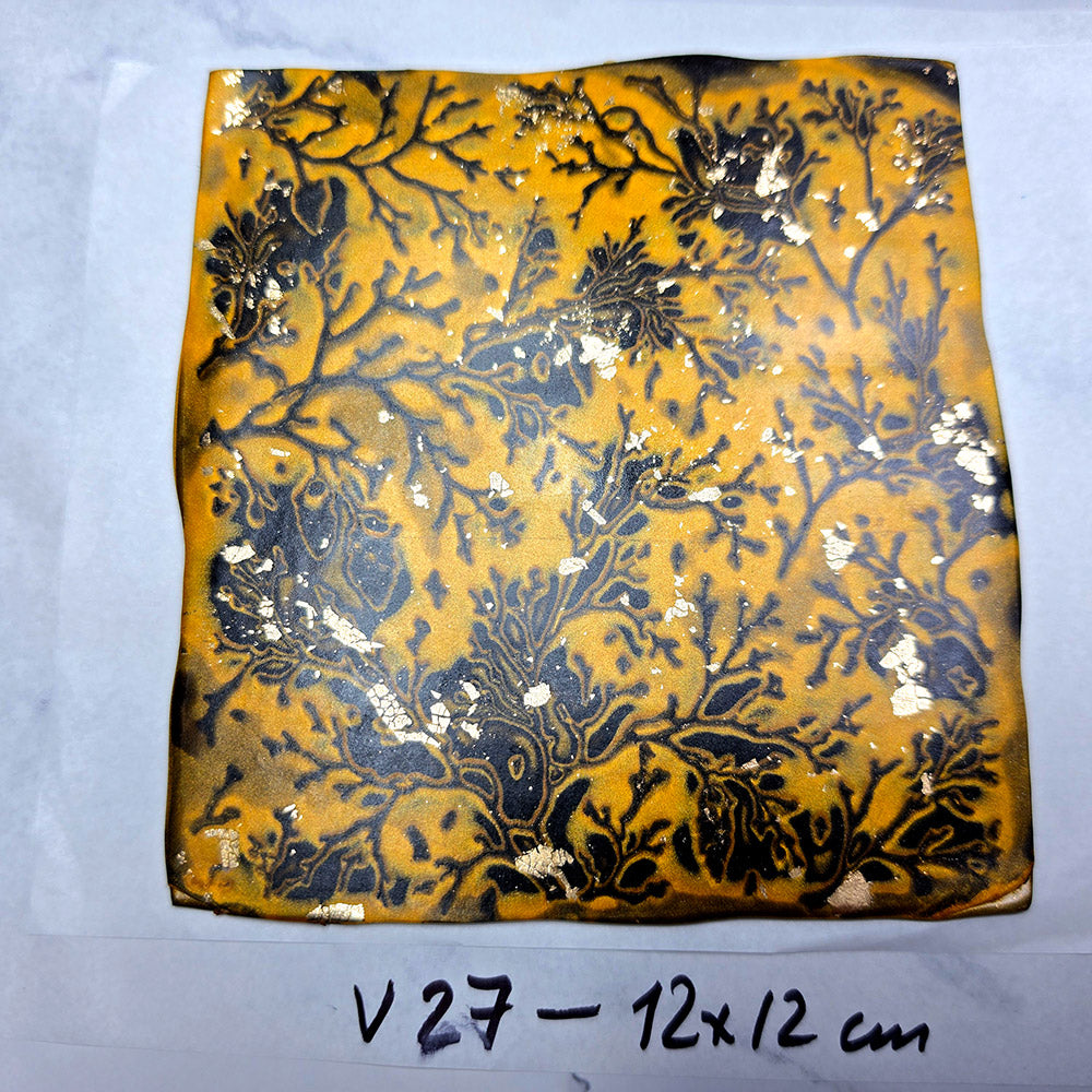 Raw polymer clay veneer sheet, Golden Forest Shadows