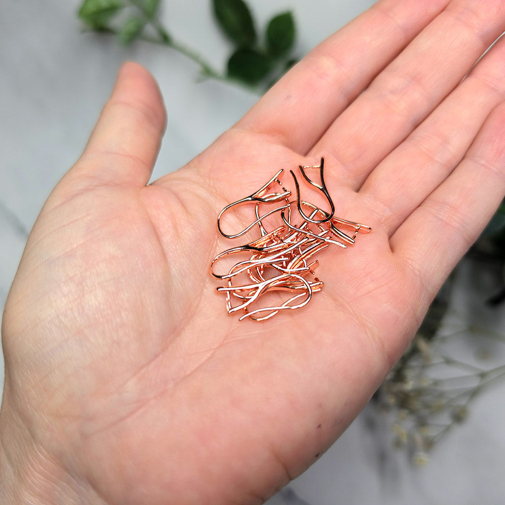 Rose gold color pinch bail French ear wires, 5 pairs