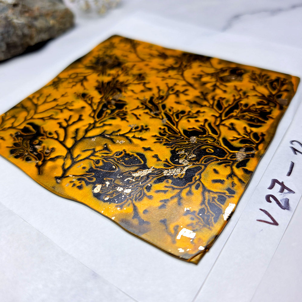 Raw polymer clay veneer sheet, Golden Forest Shadows