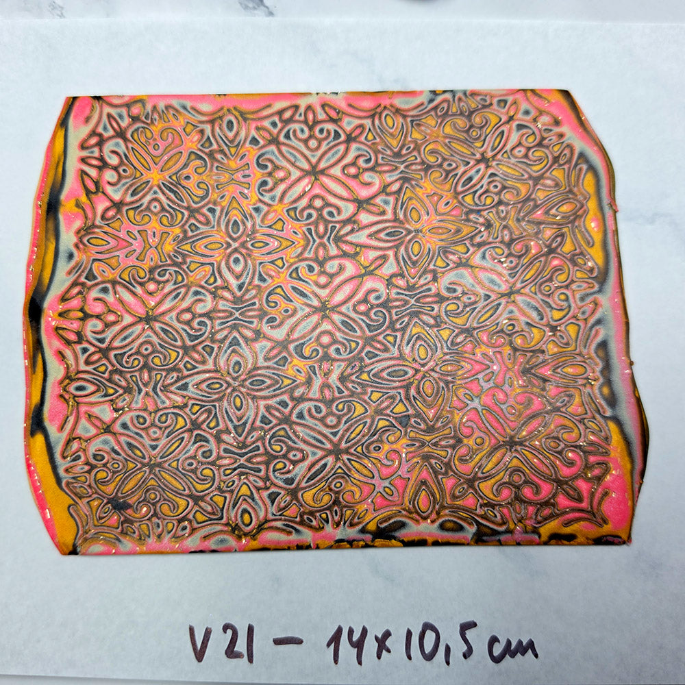 Raw polymer clay veneer sheet, Vintage Pink Lace