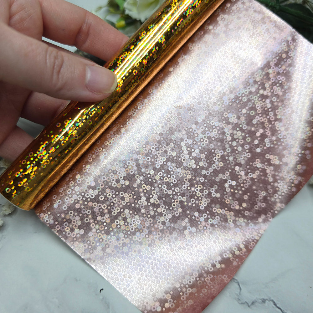 Holographic transfer foil roll, Golden Bubbles