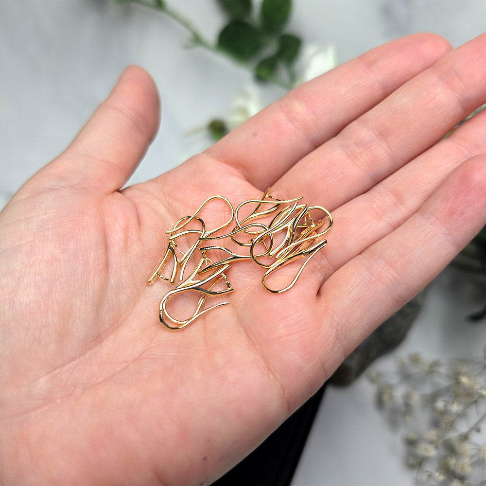 18K gold color pinch bail French ear wires, 5 pairs