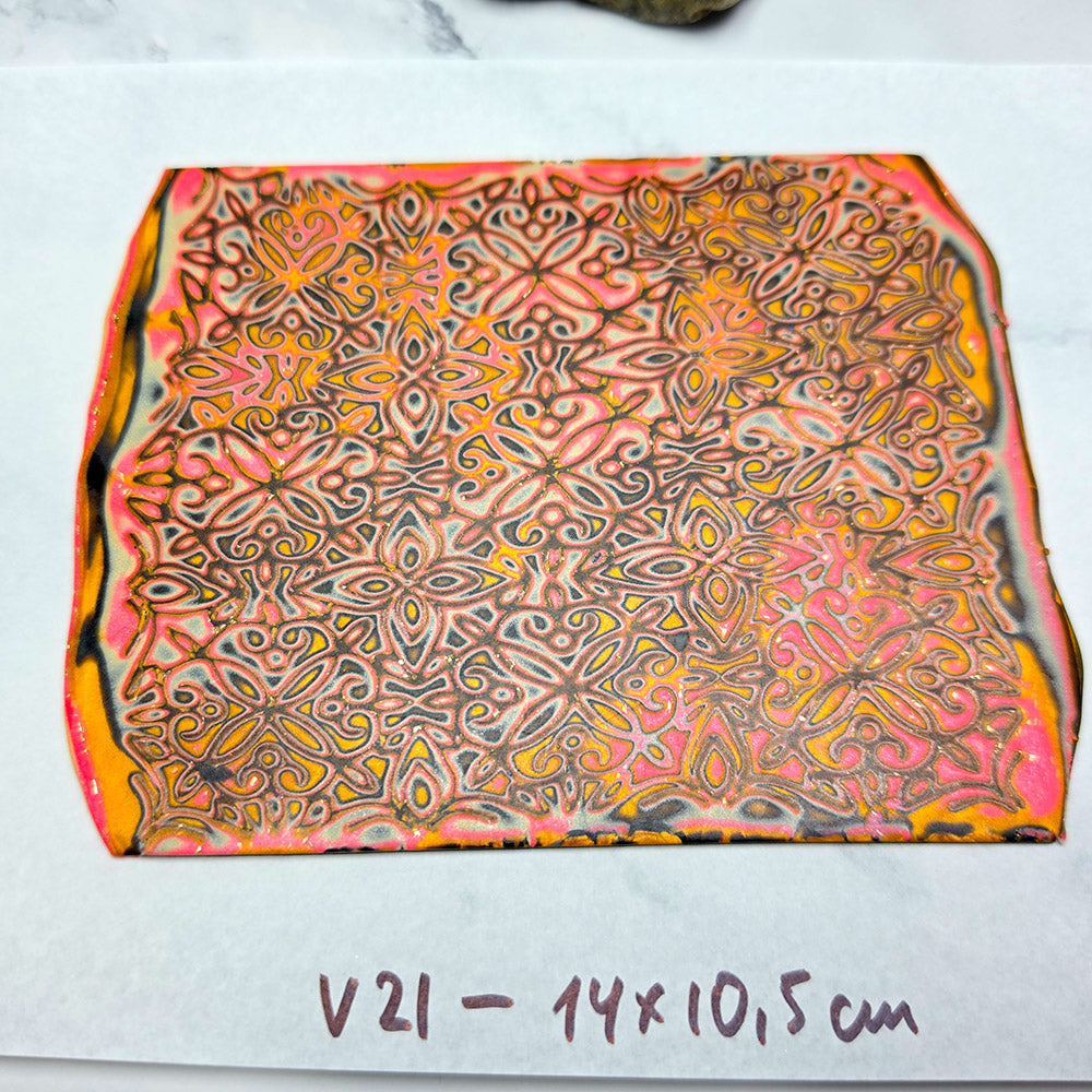 Raw polymer clay veneer sheet, Vintage Pink Lace