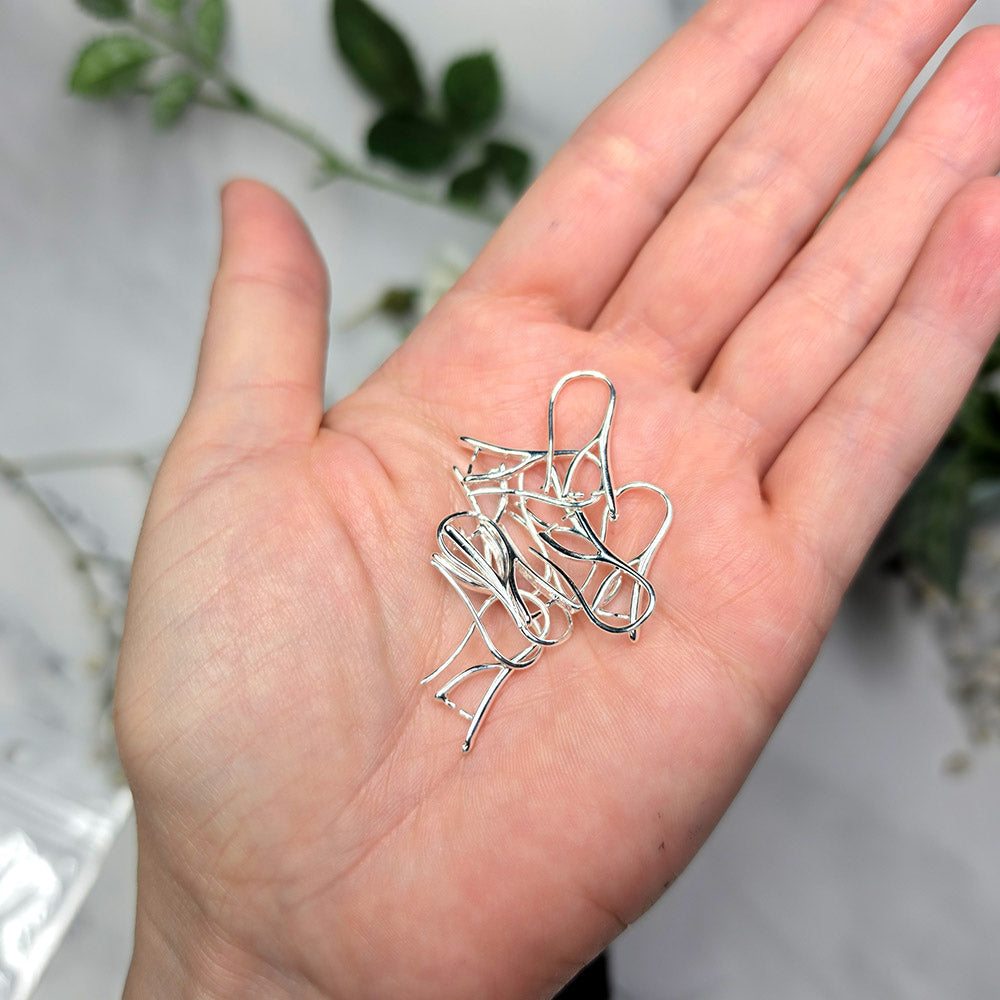 White silver-plated pinch bail French ear wires, 5 pairs