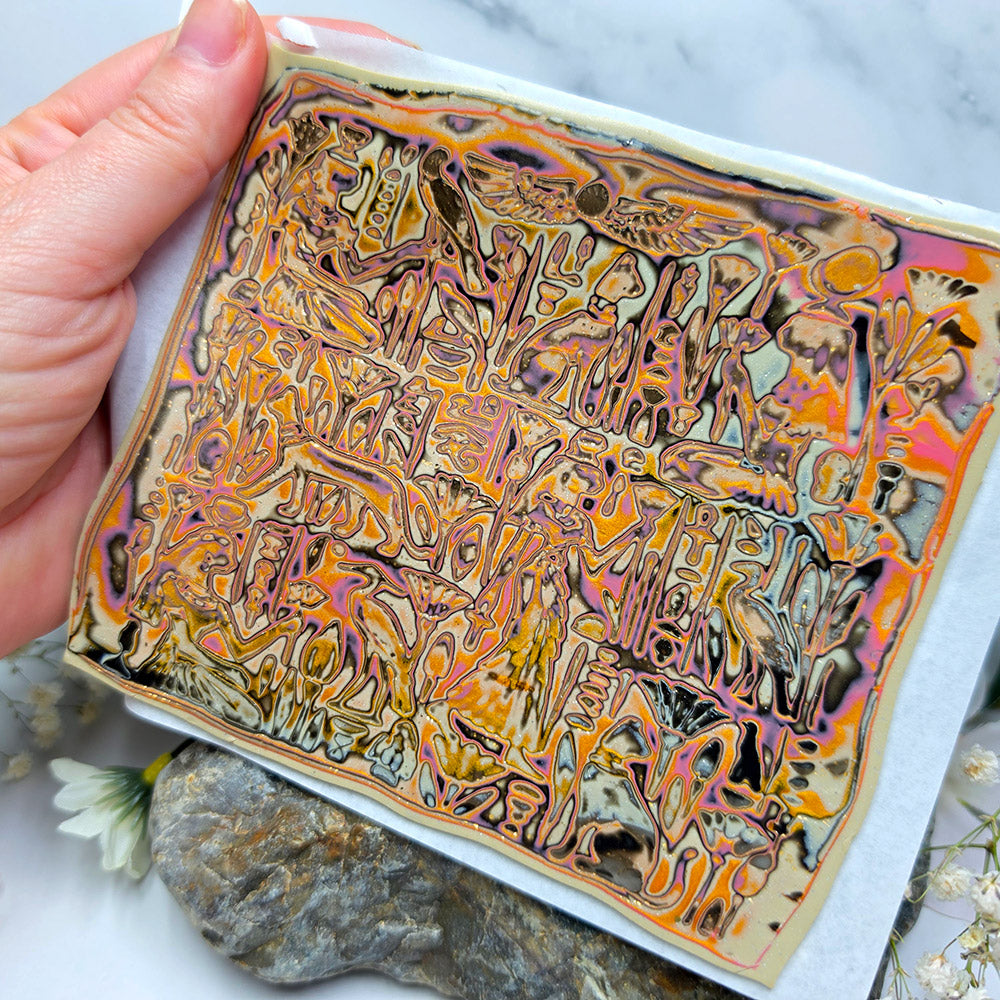 Raw polymer clay veneer sheet, Vintage Botanical Garden