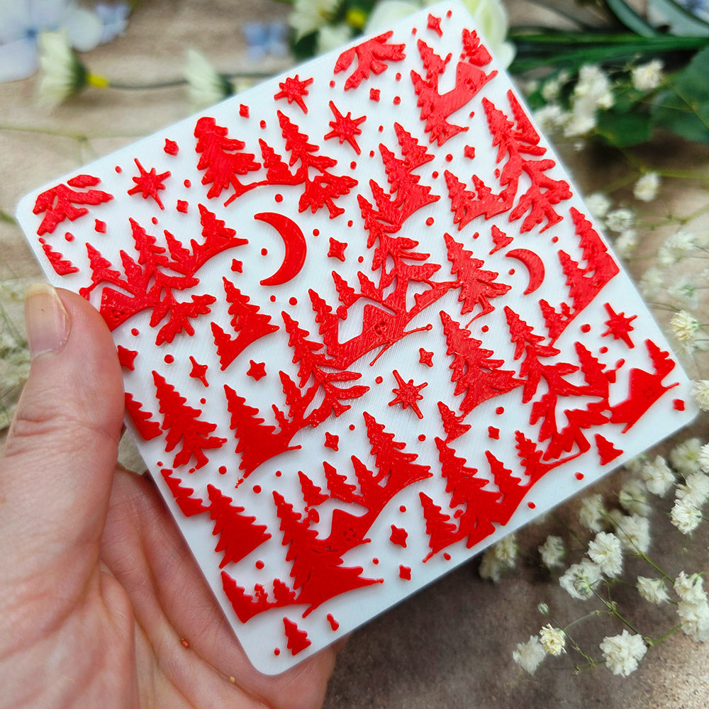 Winter Wonderland plastic Christmas texture plate for polymer clay, 10x10 cm