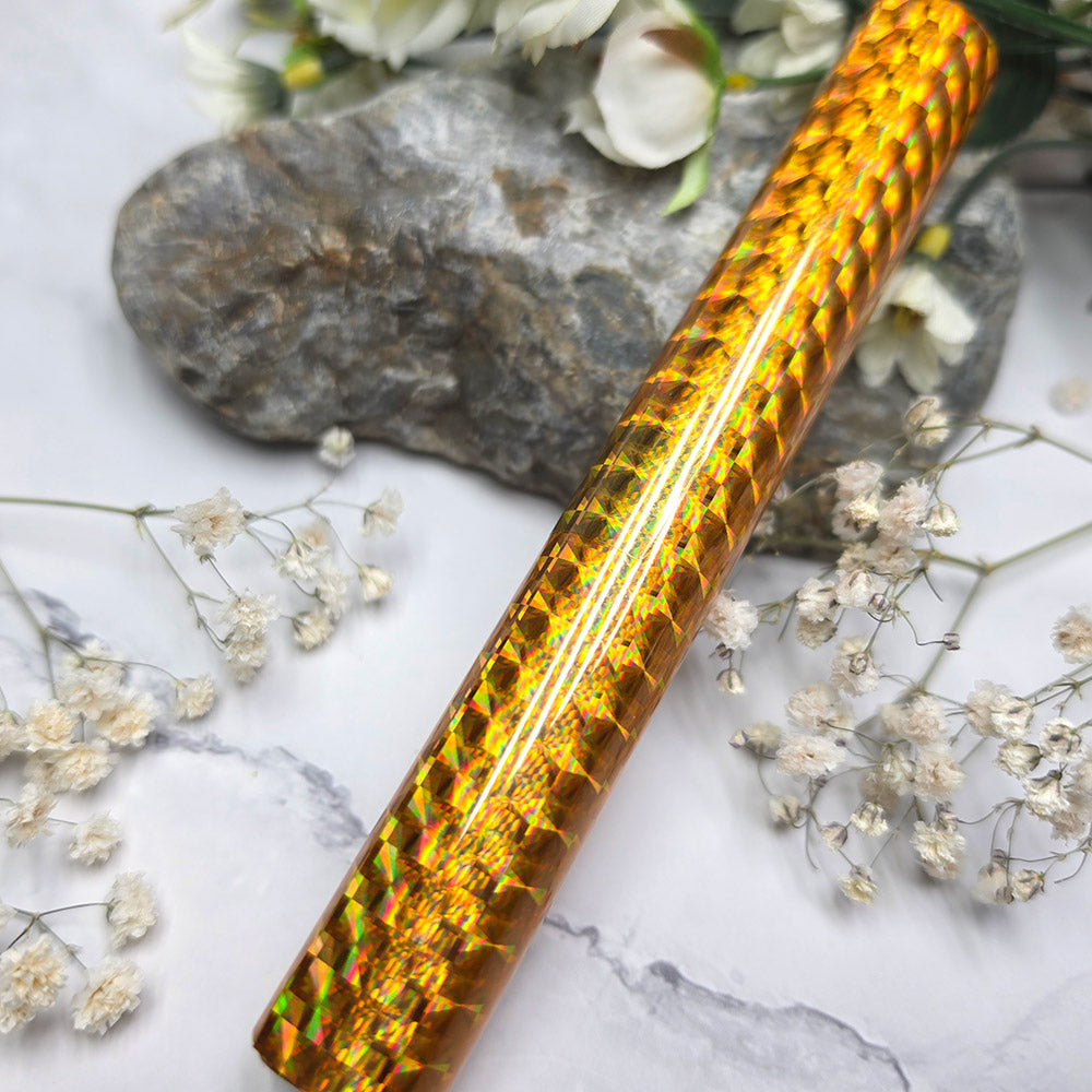 Holographic transfer foil roll, Golden Diamond Prism