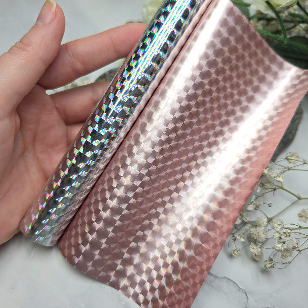 Holographic transfer foil roll, Silver Diamond Prism