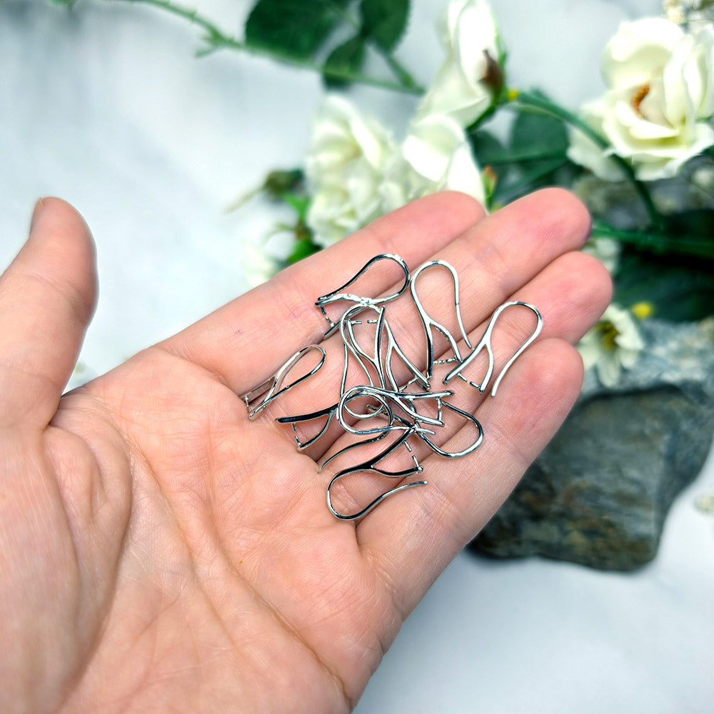 Silver-plated pinch bail French ear wires, 5 pairs