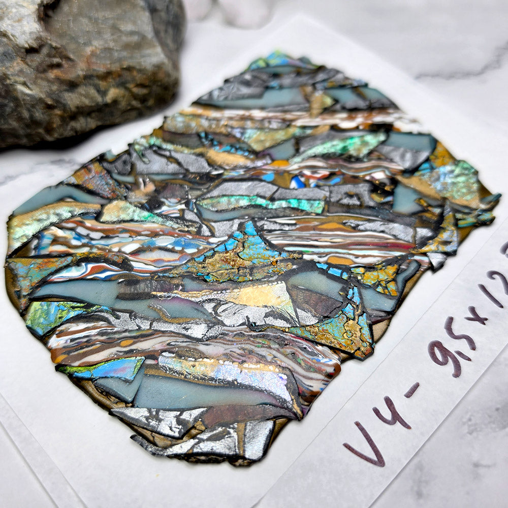 Raw polymer clay veneer sheet, Iridescent Stone Mosaic