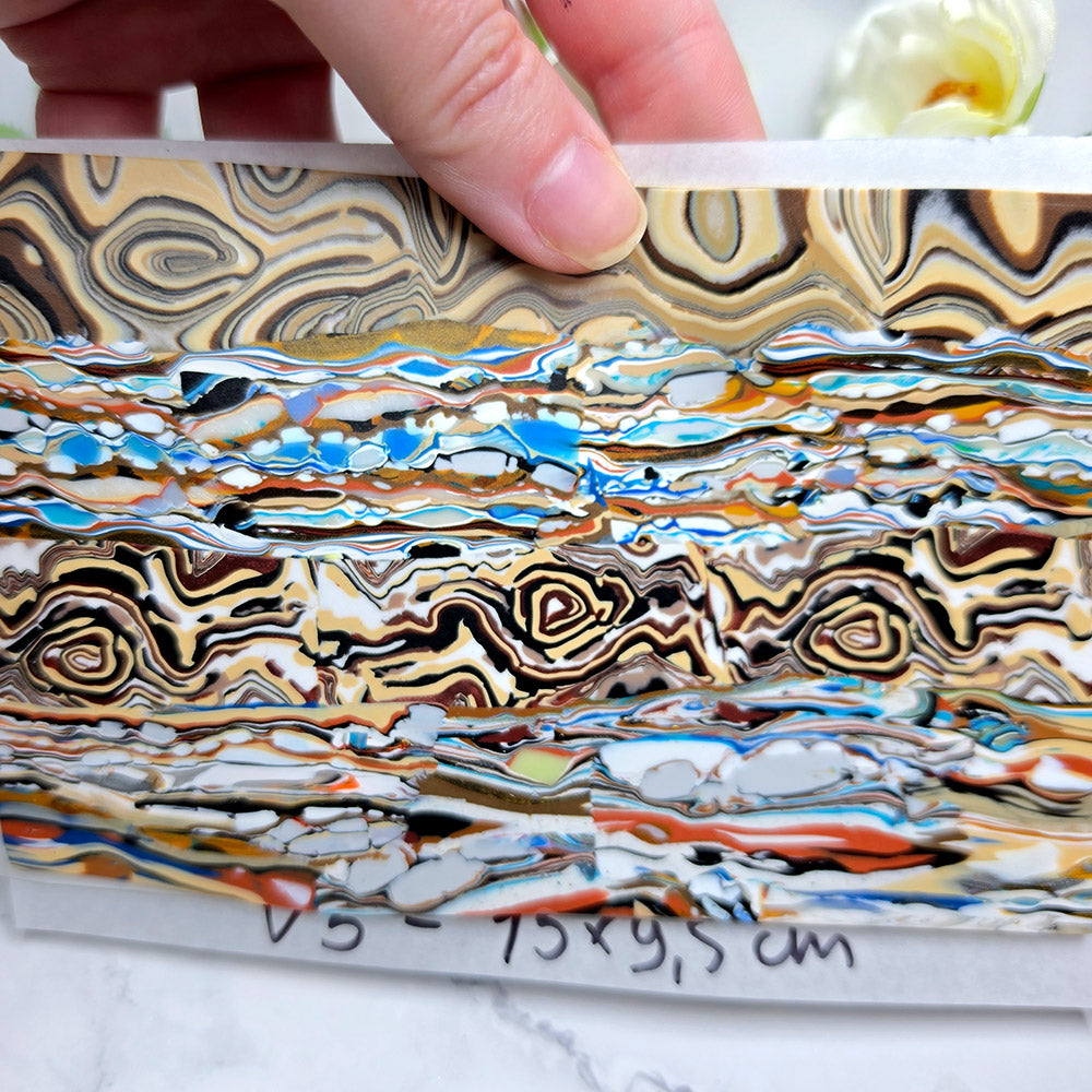 Raw polymer clay veneer sheet, Golden Agate Fusion
