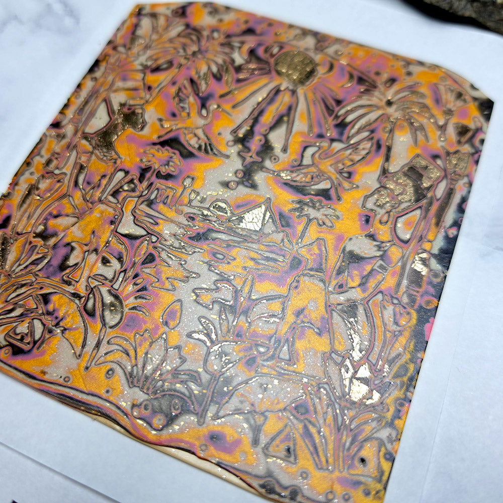 Raw polymer clay veneer sheet, Egyptian Garden