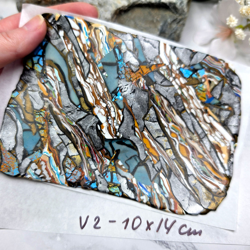 Raw polymer clay veneer sheet, Turquoise Stone Fusion