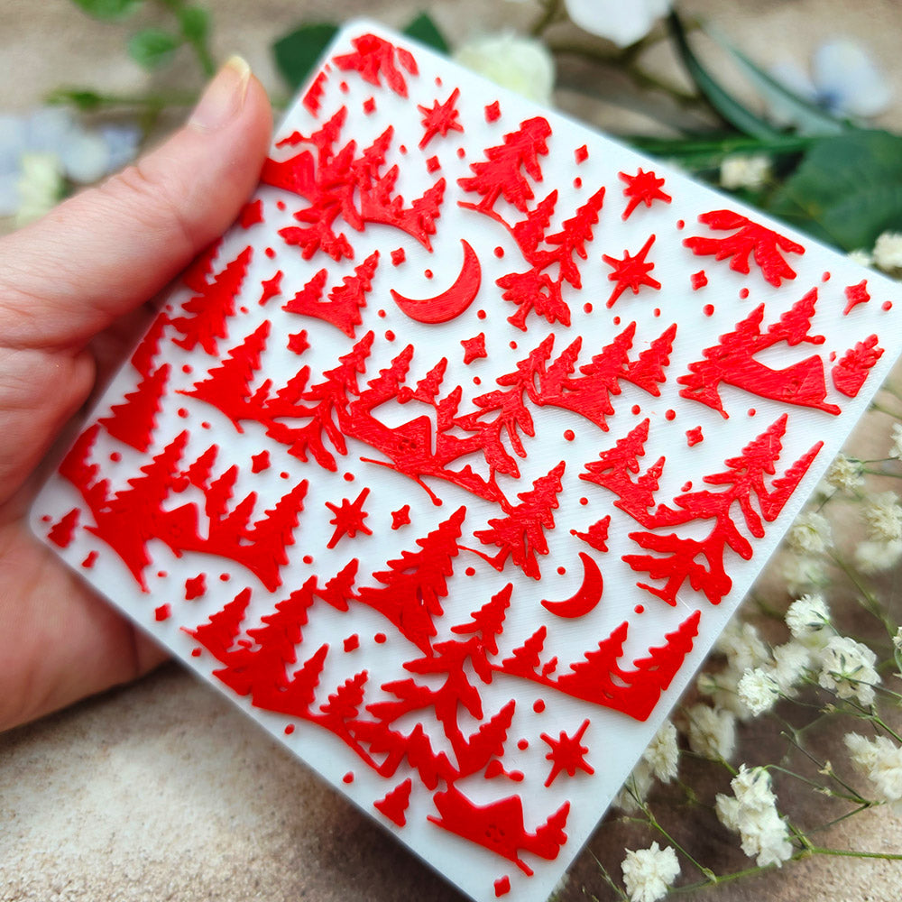 Winter Wonderland plastic Christmas texture plate for polymer clay, 10x10 cm