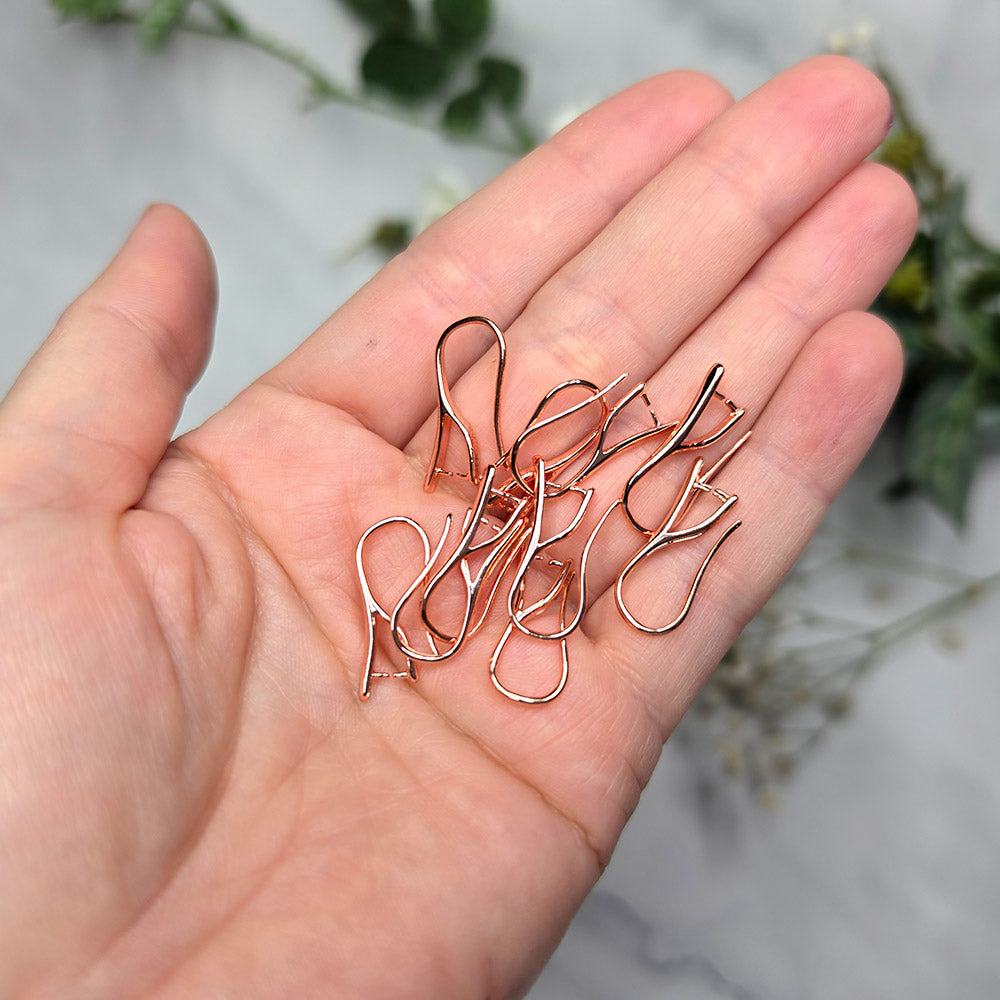 Rose gold color pinch bail French ear wires, 5 pairs