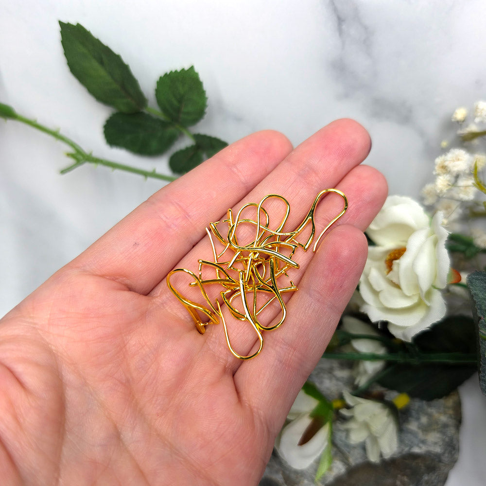 Gold-plated pinch bail French ear wires, 5 pairs