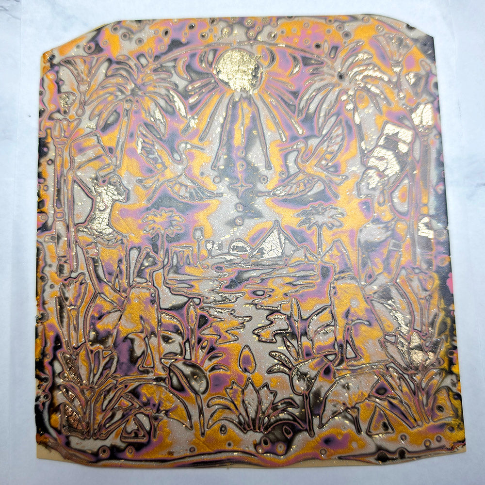 Raw polymer clay veneer sheet, Egyptian Garden