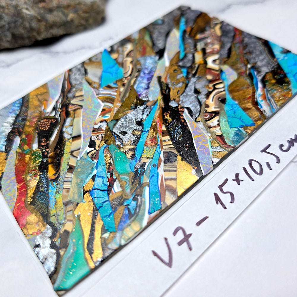 Raw polymer clay veneer sheet, Vibrant Mineral Fusion