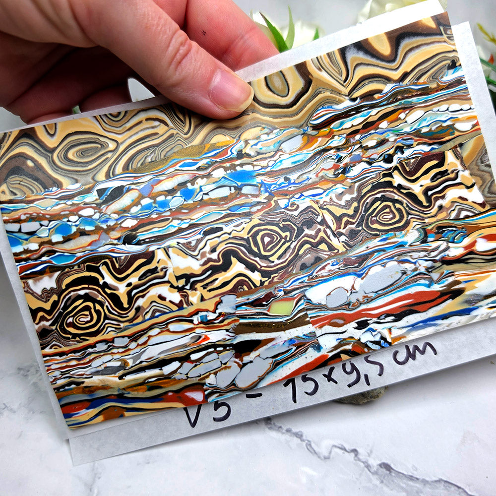 Raw polymer clay veneer sheet, Golden Agate Fusion