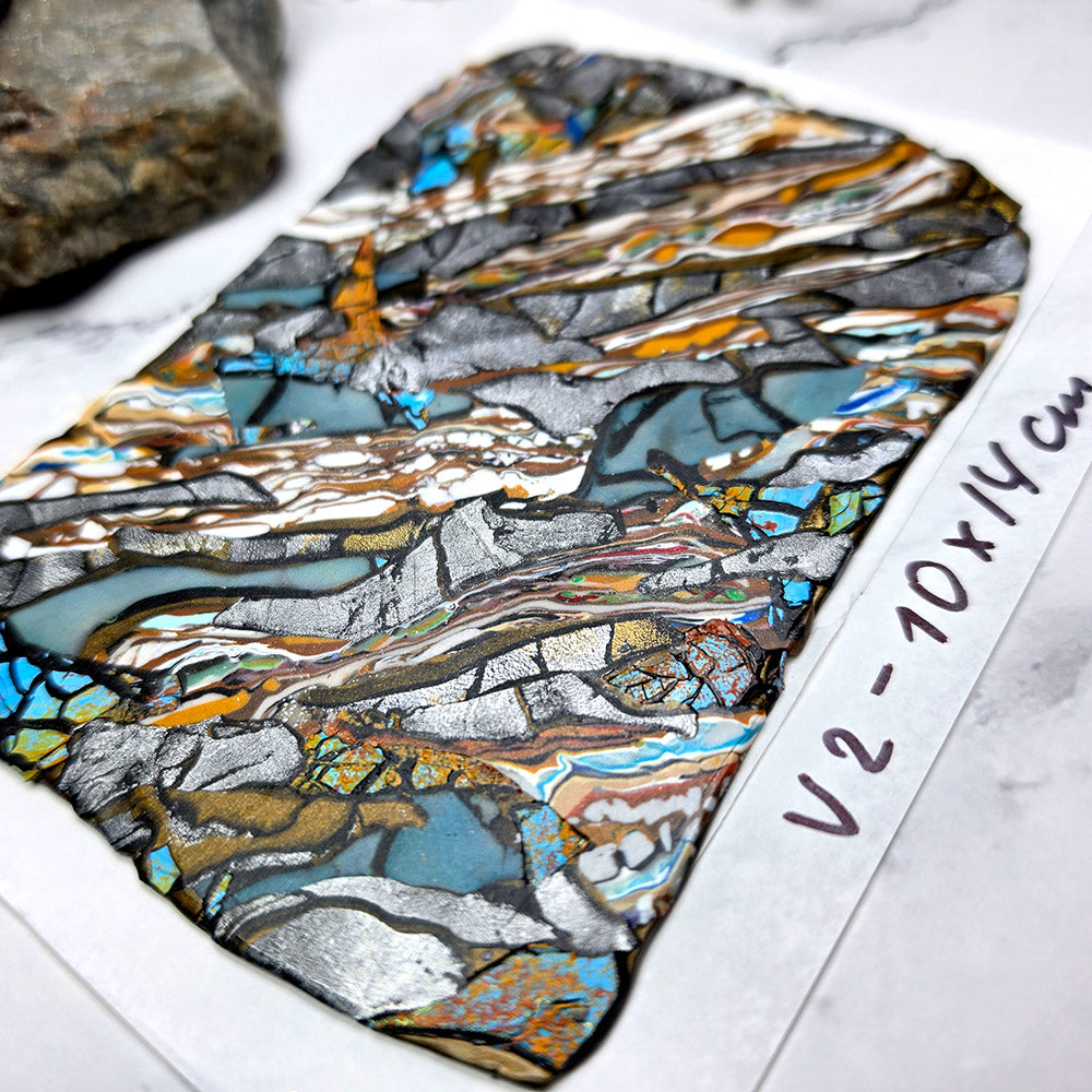 Raw polymer clay veneer sheet, Turquoise Stone Fusion