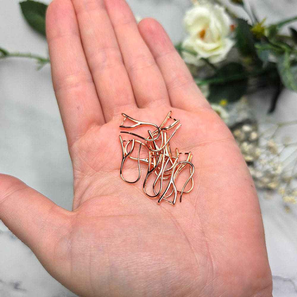 Rose gold color pinch bail French ear wires, 5 pairs