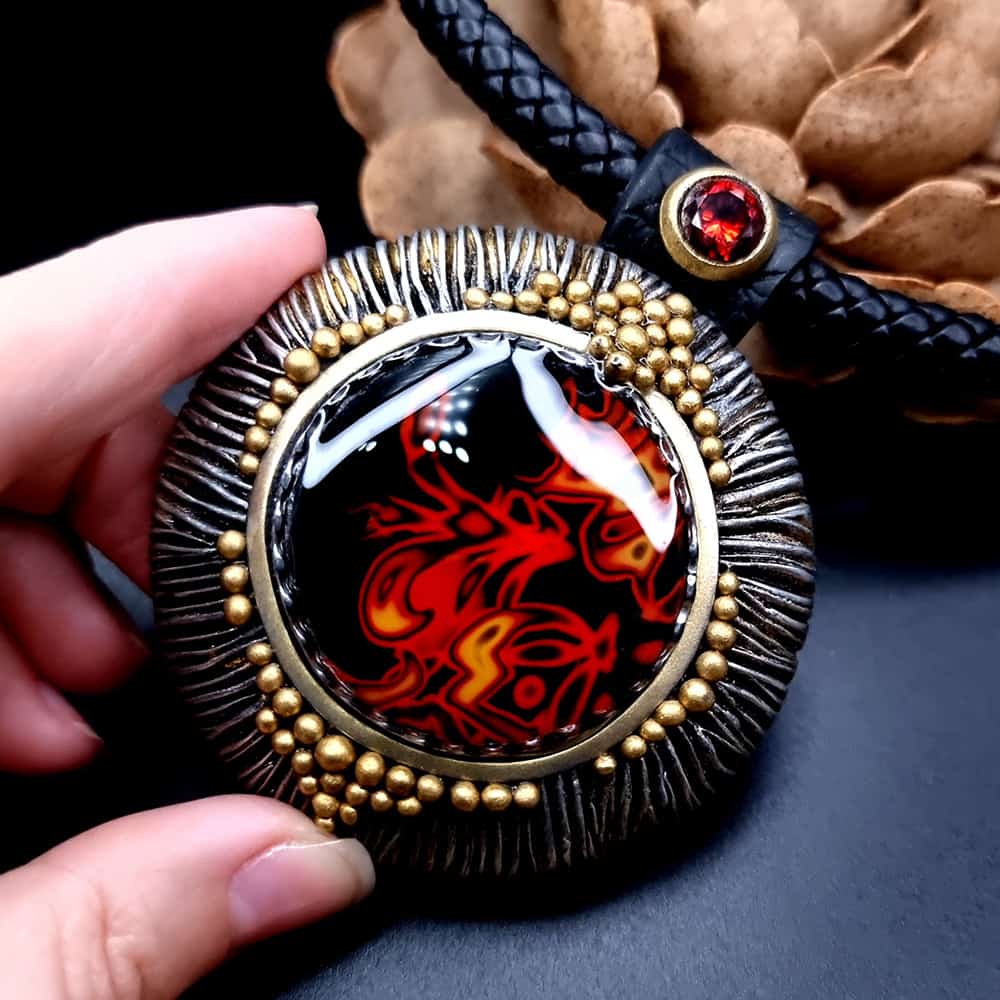 Round Red Pendant Pendant SweetyBijou Jewelry   