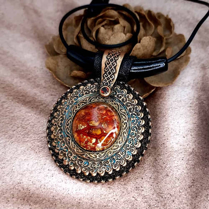 Statement Aztec culture-inspired pendant Pendant SweetyBijou Jewelry   