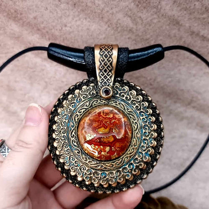 Statement Aztec culture-inspired pendant Pendant SweetyBijou Jewelry   