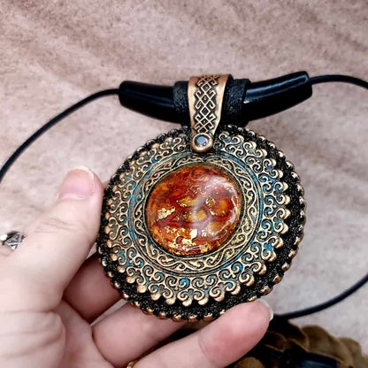 Statement Aztec culture-inspired pendant Pendant SweetyBijou Jewelry   