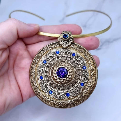 Mandala Pendant Blue Stone Pendant SweetyBijou Jewelry   