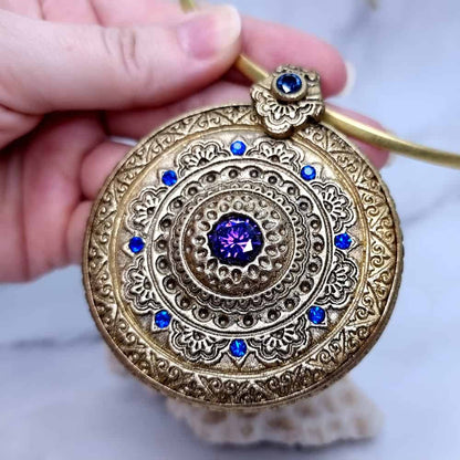 Mandala Pendant Blue Stone Pendant SweetyBijou Jewelry   