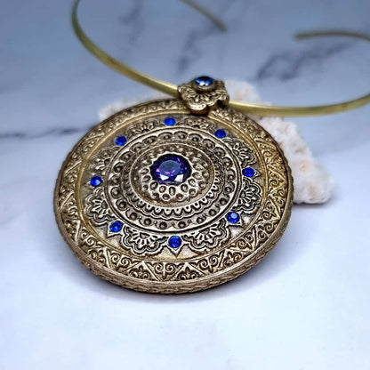 Mandala Pendant Blue Stone Pendant SweetyBijou Jewelry   