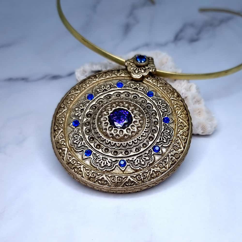 Mandala Pendant Blue Stone Pendant SweetyBijou Jewelry   