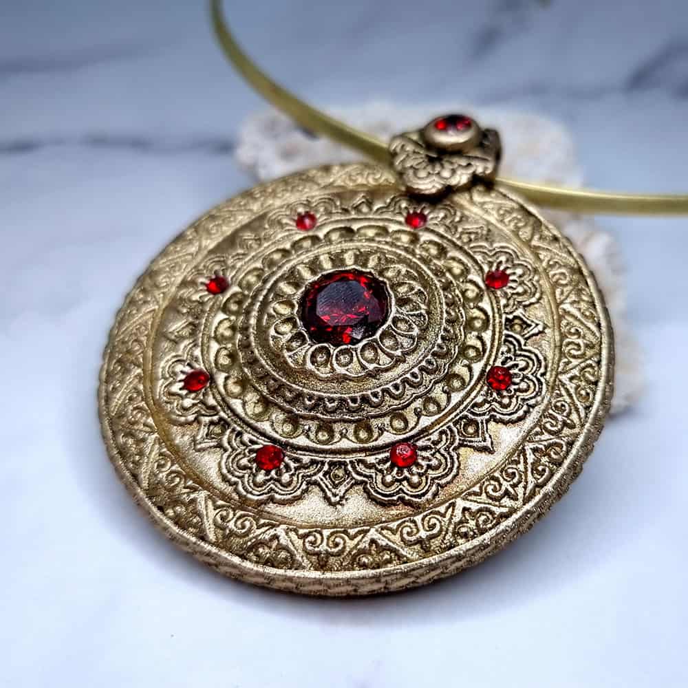Mandala Pendant Red Stone Pendant SweetyBijou Jewelry   