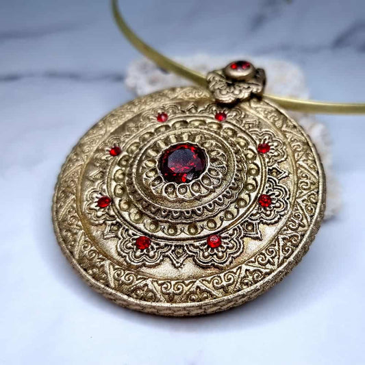 Mandala Pendant Red Stone Pendant SweetyBijou Jewelry   