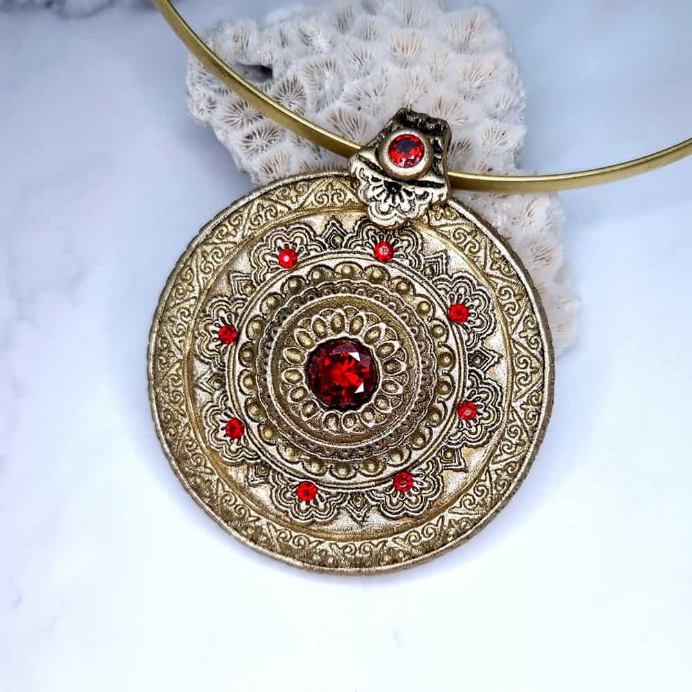 Mandala Pendant Red Stone Pendant SweetyBijou Jewelry Default Title  