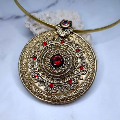 Mandala Pendant Red Stone Pendant SweetyBijou Jewelry   