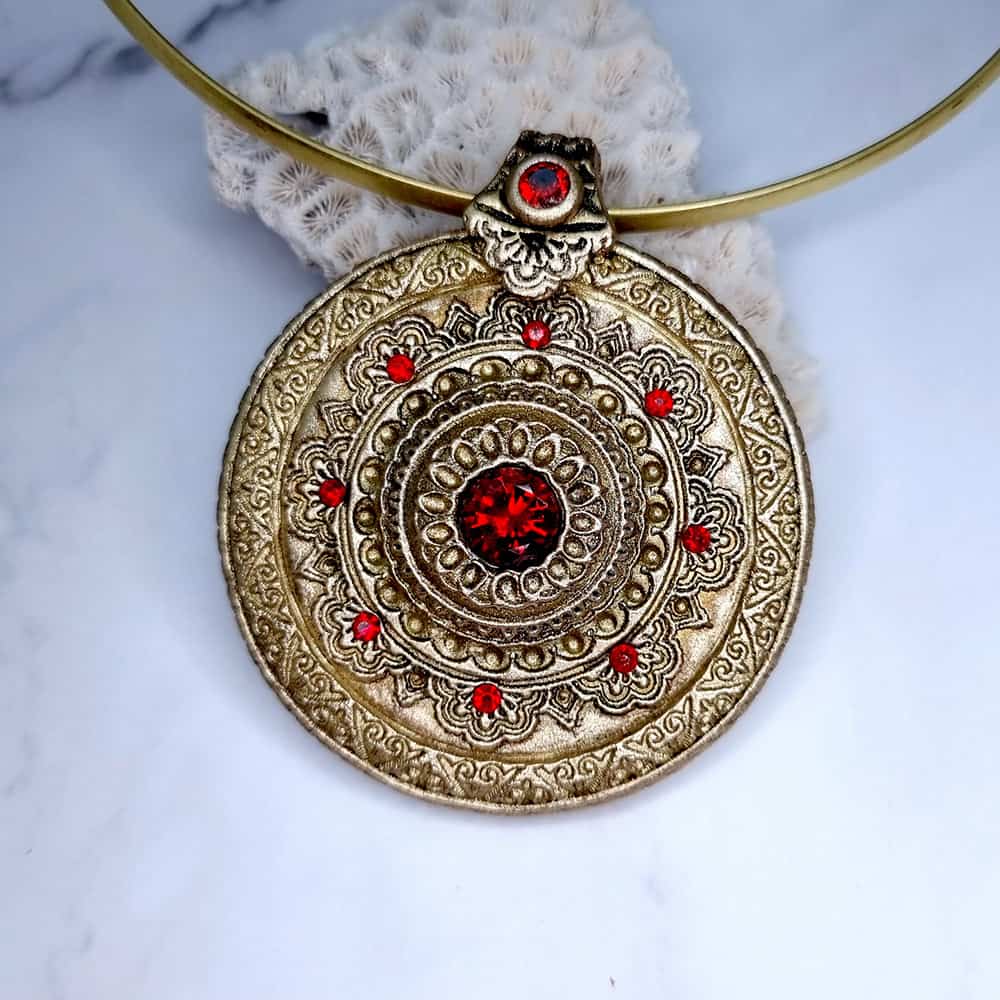 Mandala Pendant Red Stone Pendant SweetyBijou Jewelry   