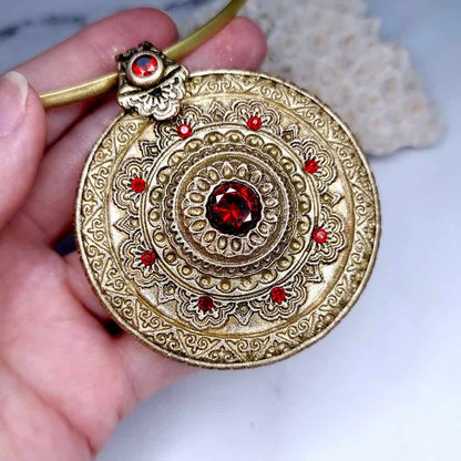 Mandala Pendant Red Stone Pendant SweetyBijou Jewelry   